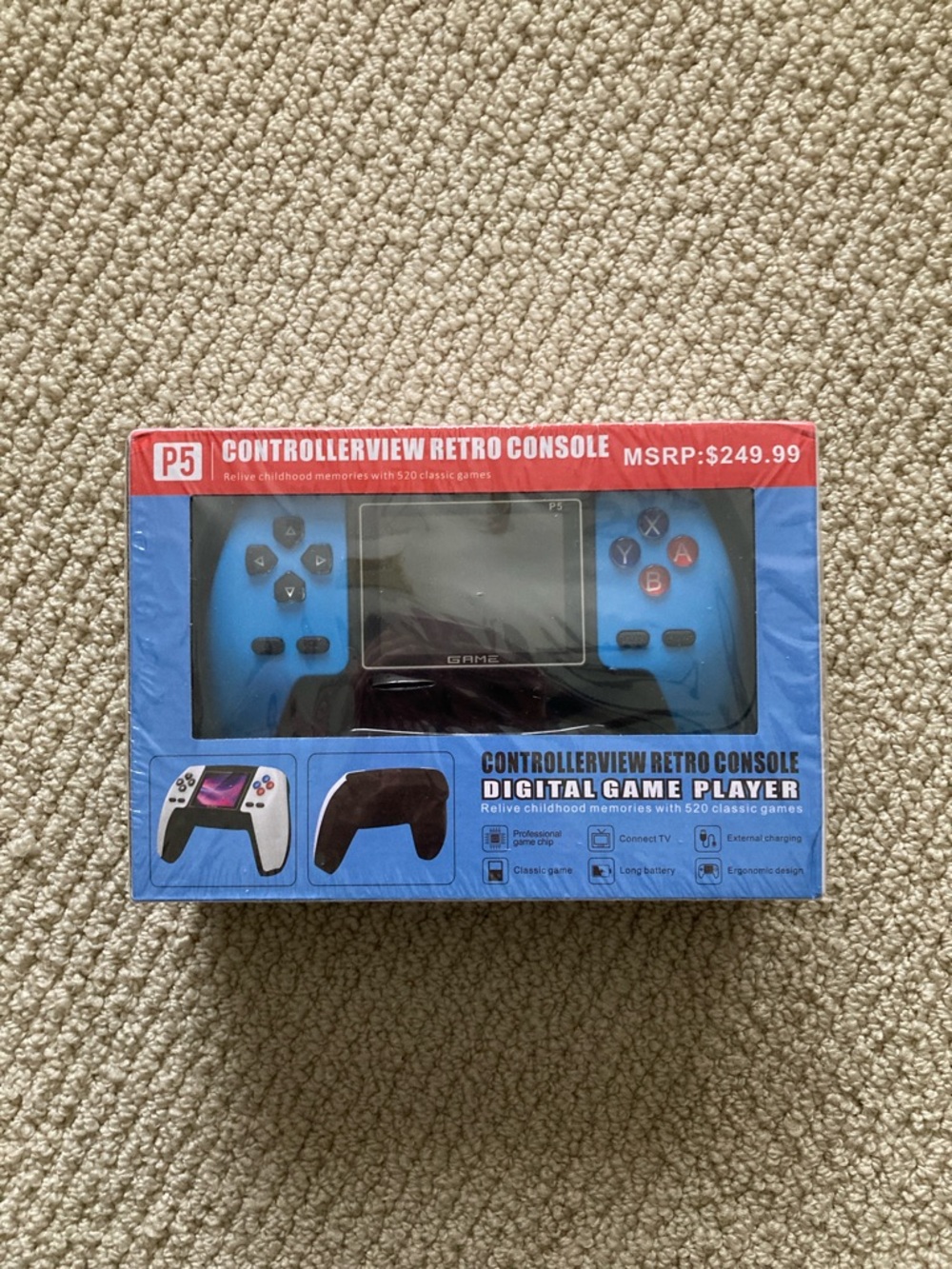 P5 Gaming Controller Retro Console Handheld Digital Game Player Blue NIB